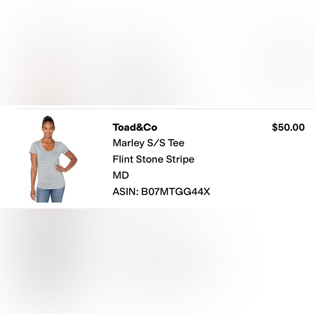Toad&Co Marley Blue and Gray Striped V-Neck Tee - Picture 5 of 5